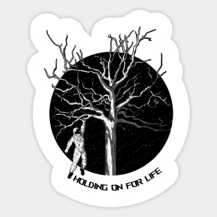 Astronaut holding onto a space tree Sticker